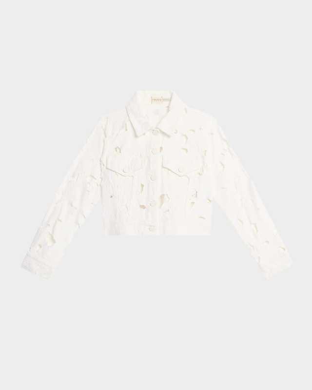 Chloe Eyelet-Embroidered Denim Jacket